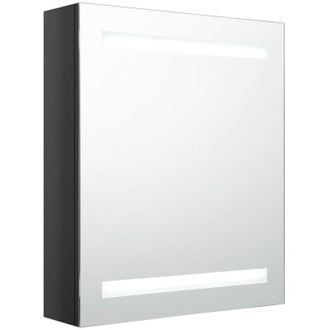 vidaXL Mueble De Ba&ntilde;o Con Espejo Led 50x14x60 Cm Negro Brillante 020006615