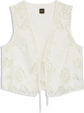 BOSS Embroidered waistcoat with tie closure