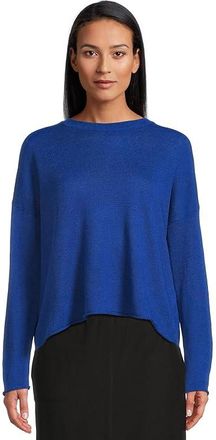 Eileen Fisher Crew Neck Sweater Womens Sweater Lapis : XL, Cotton