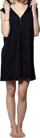 J. Valdi Zip Up Hooded Cover Up Dress In Black