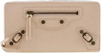 Balenciaga Tweedehands leren portemonnees - Dames - Vintage Accessoires - Beige - ONE Size - Leer - Vintage
