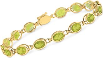 Ross-Simons Oval Bezel-Set Peridot Bracelet in 14kt Yellow Gold