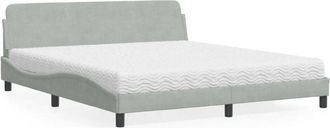 vidaXL Vidaxl - Cama Con Colch&oacute;n Terciopelo Gris Claro 180x200 Cm