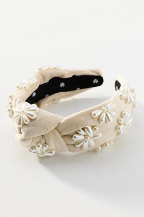 Lele Sadoughi Knotted Velvet Pearl Headband