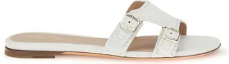 Santoni White Calf Leather Bos Taurus Flat Womens Sandals