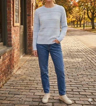 Brodie Taylor Textured Crew Neck Cashmere Pullover In Willow
