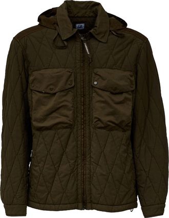 C.P. Company GD Liner Mixed Goggle Jacket with Quilted Diamond Pattern