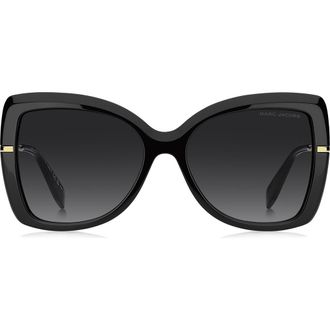 Marc Jacobs 56mm Gradient Butterfly Sunglasses in Black/Dark Grey at Nordstrom