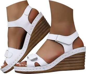 Generic Orthopedic Sandals with Arch Support Strappy Sandals for Women 2026 Wedge Comfortable Walking Shoes Cushion Footbed Platform Slides Dressy Summer Beac