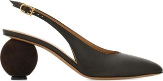 Ferragamo 70 mm slingback pumps met bolvormige hak - Bruin