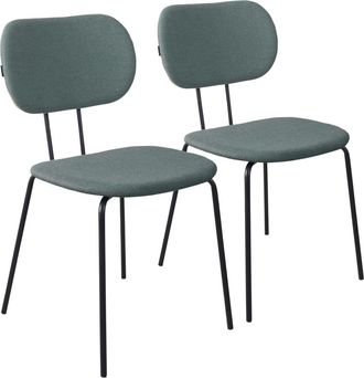 Oviala Conjunto de 2 sillas de diseño y madera verde oscuro