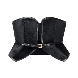 Elisabetta Franchi Bustier-riem van kalfsleer - Dames - Accessoires - Zwart - Maat: M Leer