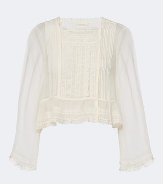 D&ocirc;en D&ocirc;en Elodine lace-trimmed silk chiffon top