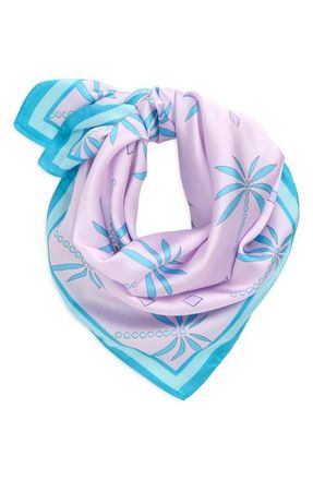 Frasier Sterling Palm Square Scarf in Purple at Nordstrom