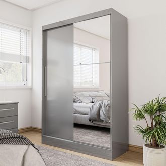 Birlea Lynx 2 Door Sliding Wardrobe With Mirror in Grey
