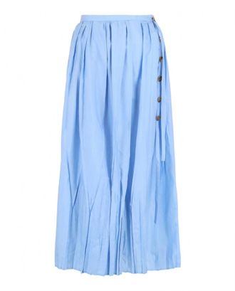 Ferragamo Womens Pleated Wrap Midi Skirt In Blue