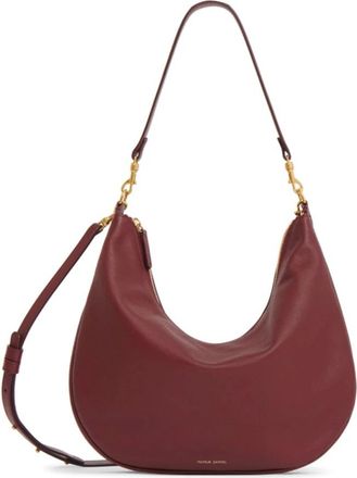 Mansur Gavriel Bordeaux Leren Schoudertas met Rits - Dames - Schoudertassen - Rood - ONE Size - Leer - Tassen