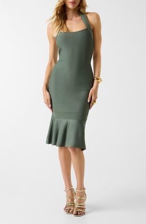 Marciano Jenny Rib Halter Midi Dress in Dark at Nordstrom, Size 12 Us
