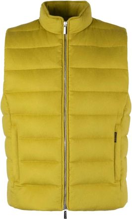Moorer Ganzendons Kasjmier Rits Vest - Heren - Bodywarmers - Geel - M - Kasjmier - Jassen