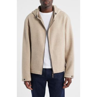 BOSS Cayro Virgin Wool & Cashmere Hooded Jacket in Open Beige at Nordstrom, Size 38