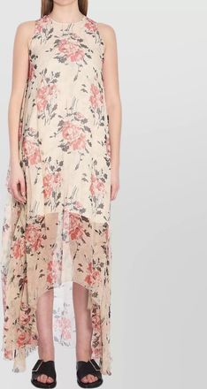 Loewe floral print silk dress asymmetrical construction