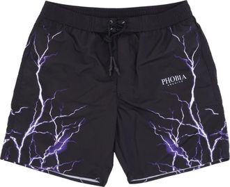 Phobia Archive All Over Lightning Print Zwemshorts - Heren - Strandmode - Zwart - XL - Polyester - Badmode