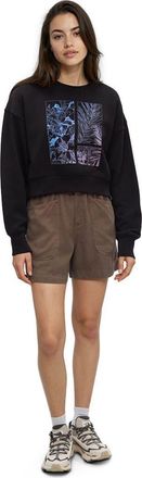 tentree Framed Haitian Blooms Oversized Crop Crew in Meteorite Black/pink Sand at Nordstrom, Size X-Small