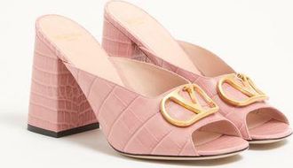 Valentino Garavani Sandalo Slide Vlogo Signature In Vitello Stampato 95Mm Donna ROSA 36.5