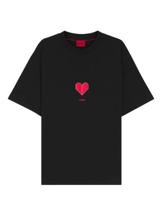 HUGO BOSS heart-print logo T-shirt - men - Cotton - S - Black