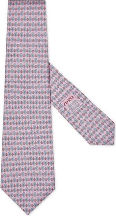 Ermenegildo Zegna leaf-print silk tie - men - Mulberry Silk/Silk - One Size - Pink