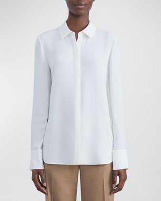 Lafayette 148 New York Scottie Silk Button-Down Blouse