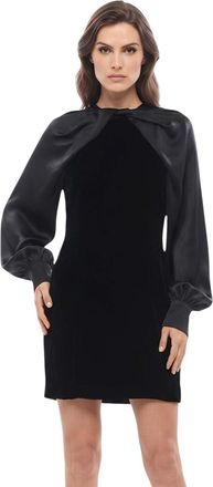 Max Mara Black Solid Round Neck Mini Dress
