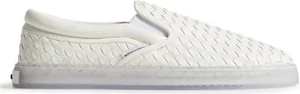 Bottega Veneta Serena Woven Leather Slip-On Sneaker in 9117 Alabaster at Nordstrom, Size 43