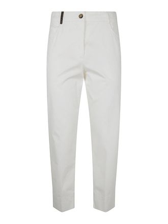 PESERICO Light Cotton Satin Stretch Trousers