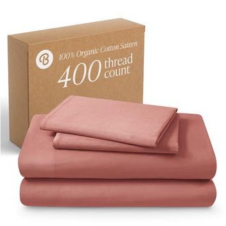 Bare Home 400 Thread Count Organic Cotton Sateen Sheet Set in Dusty Rose at Nordstrom, Size Queen