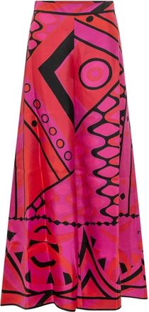 Pucci Wide Trousers, female, Pink, Size: S Pantalone Silk Twill