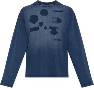 Diesel T-Nox-Ls-Hood T-Shirt - Heren - Tops - Blauw - Maat: 2XL Katoen