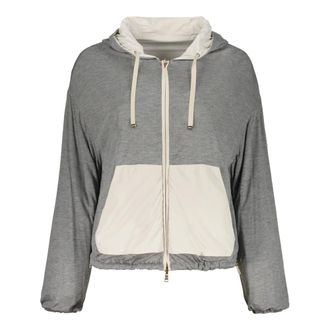 Herno Zip-throughs, female, Gray, 2XL, Hooded Long Sleeve Jacket