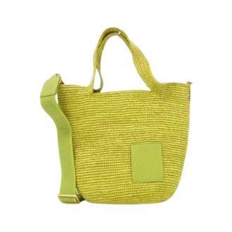 Loewe Pre-owned Tote Bags, female, Green, Size: ONE SIZE Pre-owned Slit Bag Mini Raffia Bag