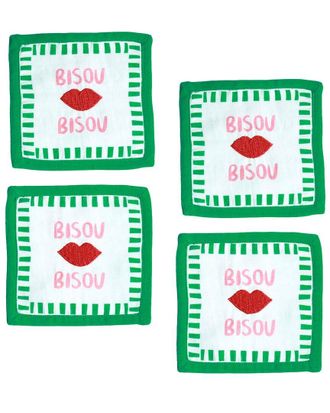 Tiramisu Set Of 4 Bisou French Kiss Cocktail Napkins