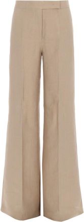 Max Mara Beige Flared Flat Front Pants