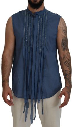 Dsquared2 Dsquared&sup2; Cotton Chain Embellishment Sleeveless Mens Shirt (Pre-Owned)
