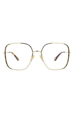 Chlo&eacute; 55mm Square Optical Glasses in Light Gold Transparent at Nordstrom Rack