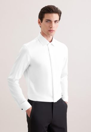 Seidensticker Smokinghemd SEIDENSTICKER Schwarze Rose, Herren, Gr. XXL (45), normale &Auml;rmell&auml;ngen, weiss (wei&szlig;), 100% Baumwolle, unifarben, slim fit, Doppelmanschett