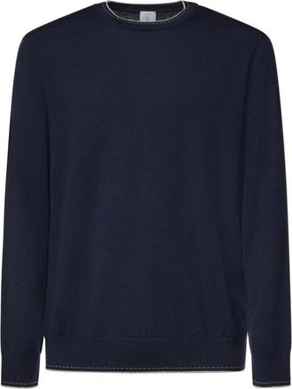 Eleventy Ronde hals gebreid - Heren - Ronde hals truien - Blauw - 2XL - Wol - Truien & Vesten