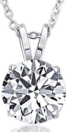 Pompeii3 2Ct Solitaire Round Diamond Necklace in 14k White Gold Lab Grown Pendant