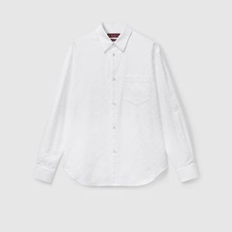 Gucci GG Oxford Cotton Shirt, Size 15++, White, Ready-to-wear