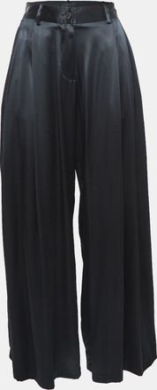 Nili Lotan Nili Lotan Black Satin Wide-Leg Seville Pants