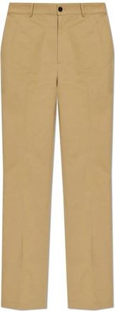 Burberry Katoenen broek met logo - Heren - Straight fit broeken - Beige - M - Katoen - Broeken