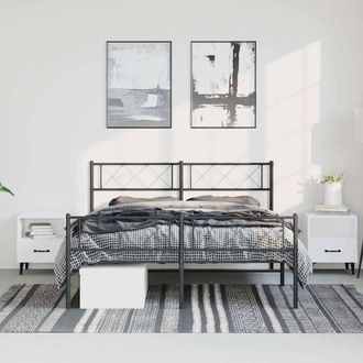 Berkfield Home Metal Bed Frame with Headboard & Footboard Black 135x190 cm Double